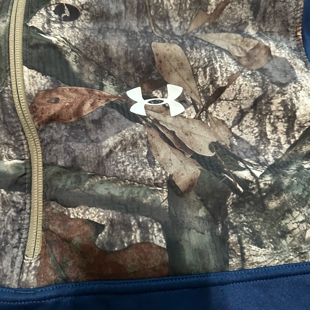 Under Armour ColdGear Navy and Mossy Oak Camo Half-Zip Pullover - Picture 2 of 11